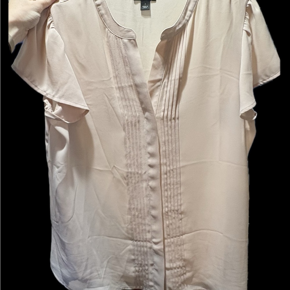 Ann Taylor Light Pink V-Neck Blouse